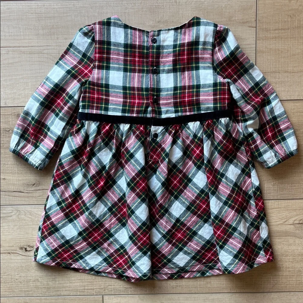 Carter's Red and Green Plaid Dress with Black Velvet Bow